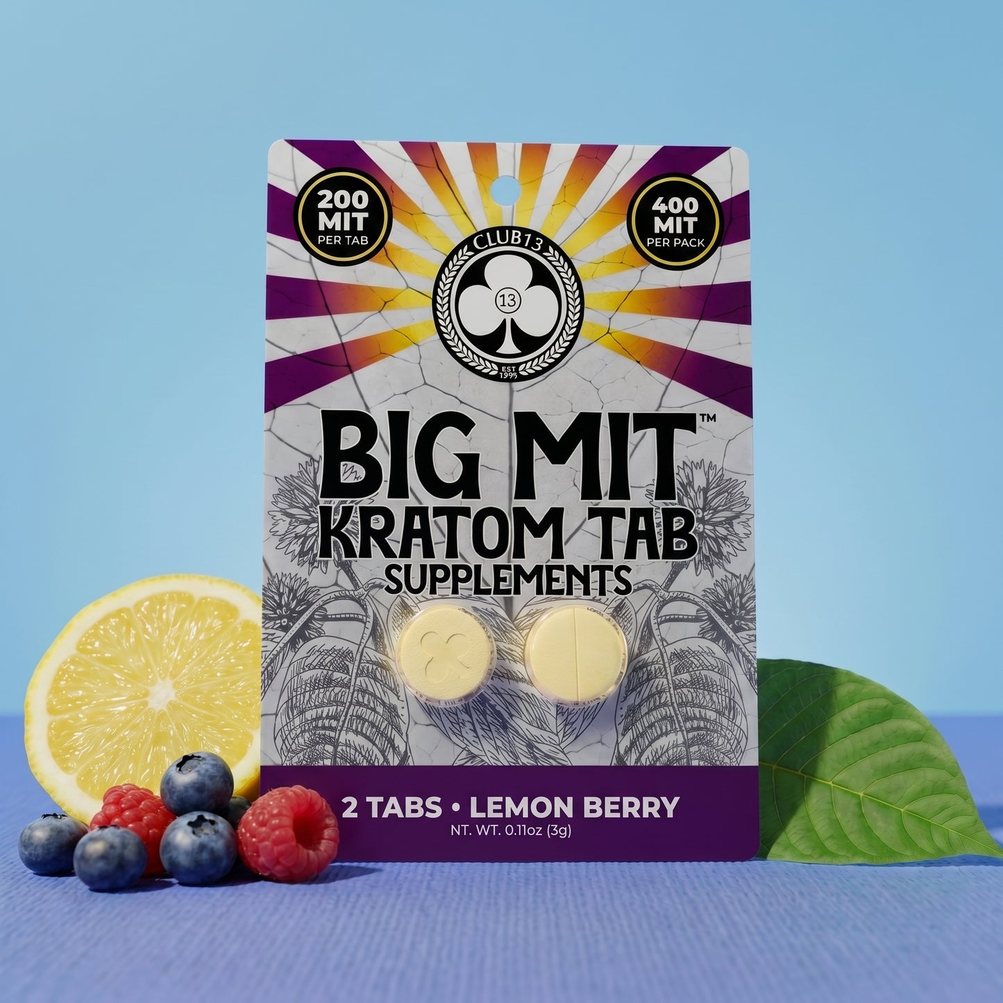 BIG MIT Lemon Berry Kratom Tablets 2-count pack