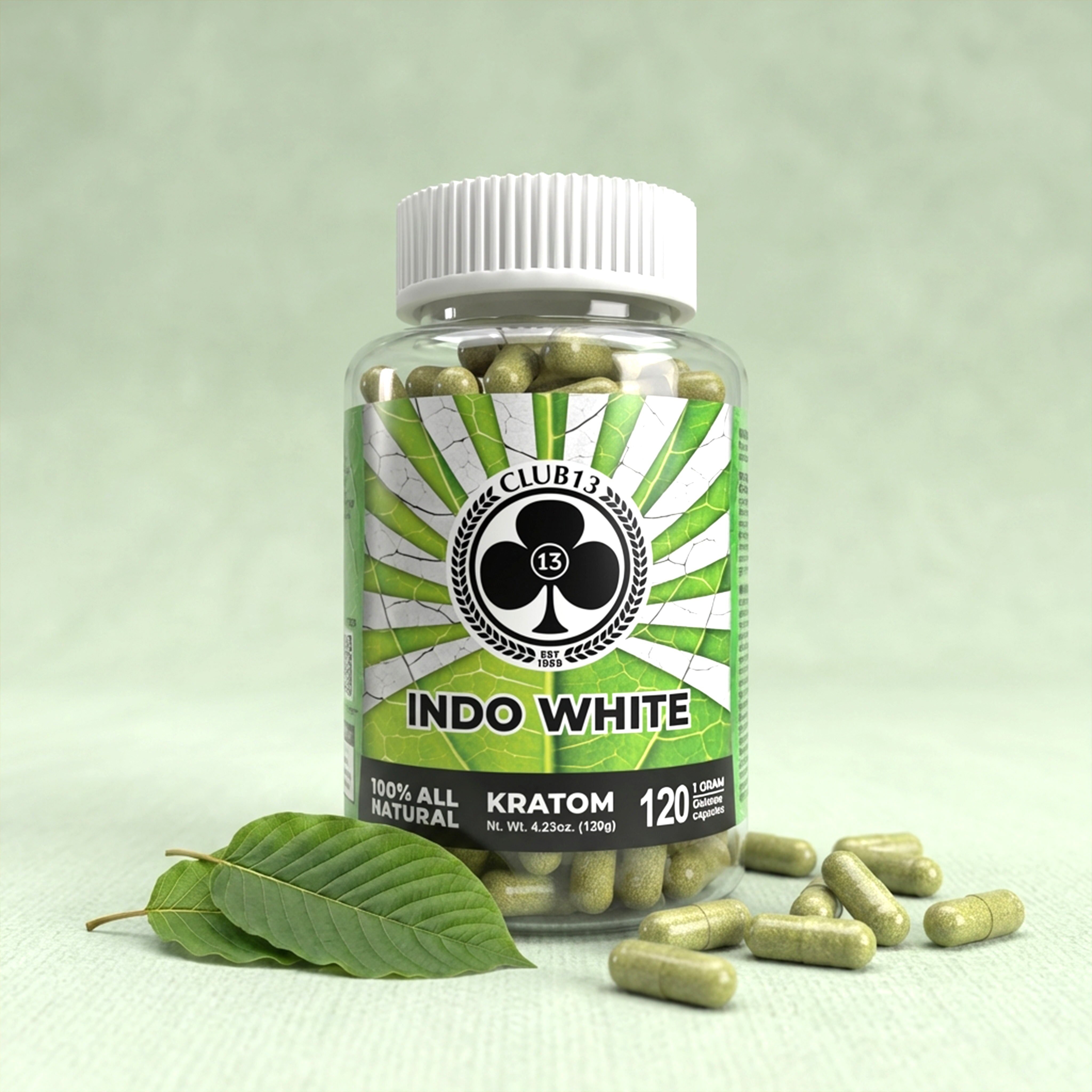 KOUKENTŌ CARBONS No.5000　38本 Indo White Kratom Capsules | Energizing | Club13