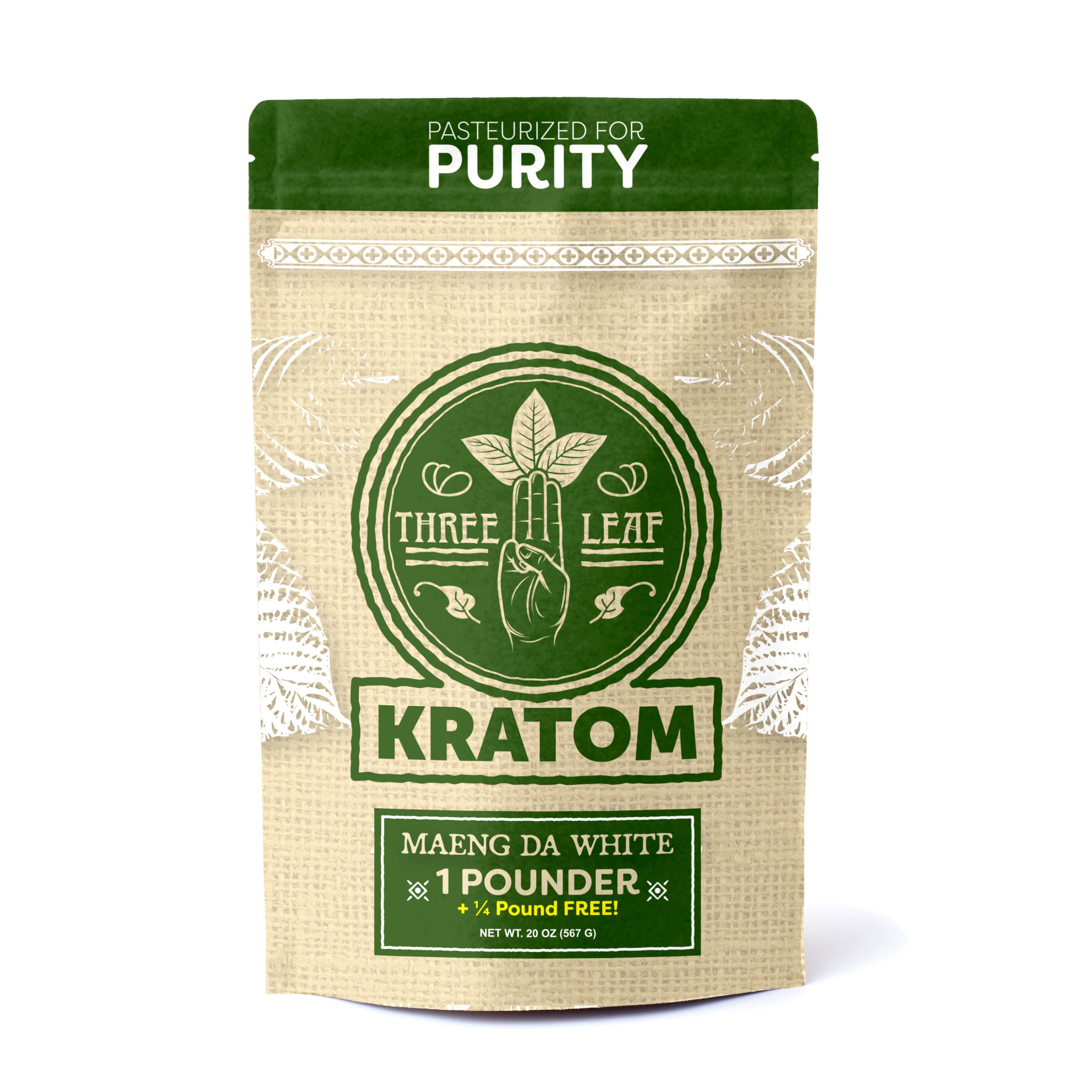 Three Leaf Maeng Da White Kratom Powder - Premium - Club13 Herbals