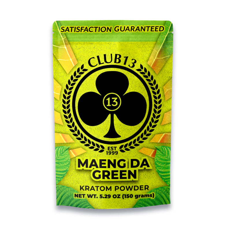 A bag of Club13 Maeng Da Green Kratom Powder 150 Grams